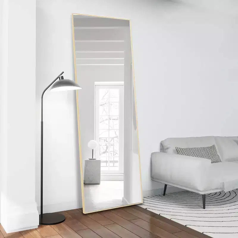 Specchio WallBeyond 64x21 con base a cavalletto, alluminio, forma quadrata