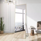 Specchio WallBeyond 64x21 con base a cavalletto, alluminio, forma quadrata