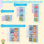 Costway 8-Cube Kids Wardrobe Baby Dresser Bedroom Armoire Clothes Hanging Closet with Doors Blue/Pink/White