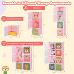 Costway 8-Cube Kids Wardrobe Baby Dresser Bedroom Armoire Clothes Hanging Closet with Doors Blue/Pink/White