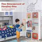 Costway 8-Cube Kids Wardrobe Baby Dresser Bedroom Armoire Clothes Hanging Closet with Doors Blue/Pink/White