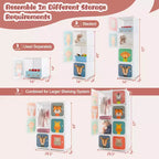 Costway 8-Cube Kids Wardrobe Baby Dresser Bedroom Armoire Clothes Hanging Closet with Doors Blue/Pink/White