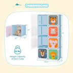 Costway 8-Cube Kids Wardrobe Baby Dresser Bedroom Armoire Clothes Hanging Closet with Doors Blue/Pink/White