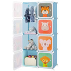 Costway 8-Cube Kids Wardrobe Baby Dresser Bedroom Armoire Clothes Hanging Closet with Doors Blue/Pink/White