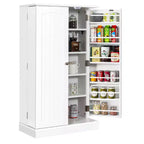 Costway 41 Farmhouse Kitchen Pantry Storage Cabinet withDoors Adjustable Shelves Gray/White