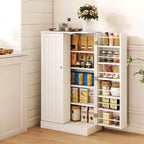 Costway 41 Farmhouse Kitchen Pantry Storage Cabinet withDoors Adjustable Shelves Gray/White