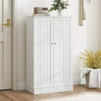 Costway 41 Farmhouse Kitchen Pantry Storage Cabinet withDoors Adjustable Shelves Gray/White