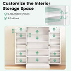 Costway 41 Farmhouse Kitchen Pantry Storage Cabinet withDoors Adjustable Shelves Gray/White