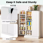 Costway 41 Farmhouse Kitchen Pantry Storage Cabinet withDoors Adjustable Shelves Gray/White