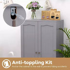 Costway 41 Farmhouse Kitchen Pantry Storage Cabinet withDoors Adjustable Shelves Gray/White