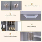 Costway 41 Farmhouse Kitchen Pantry Storage Cabinet withDoors Adjustable Shelves Gray/White