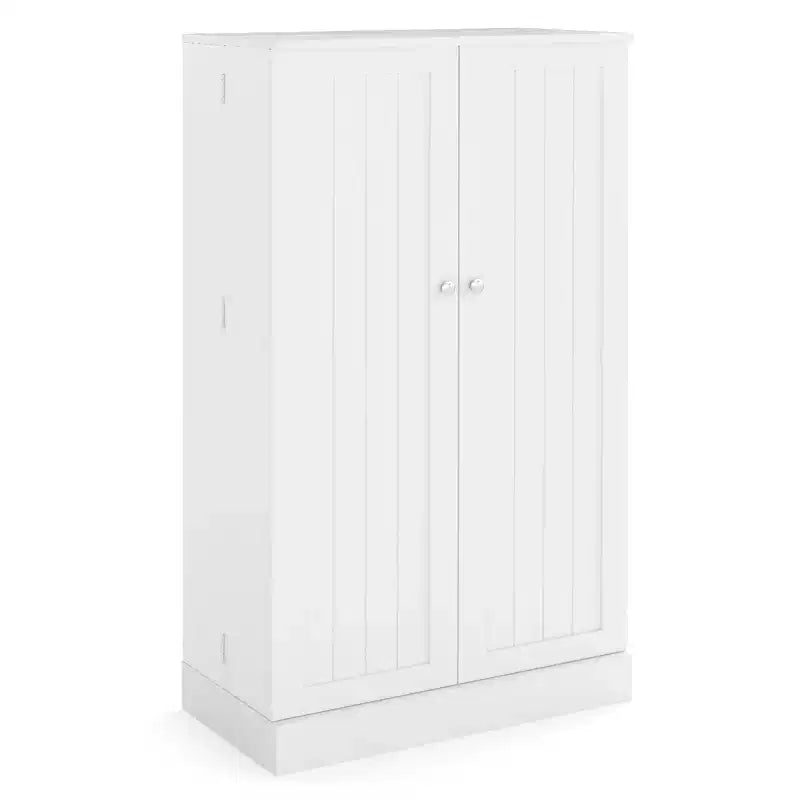 Costway 41 Farmhouse Kitchen Pantry Storage Cabinet withDoors Adjustable Shelves Gray/White