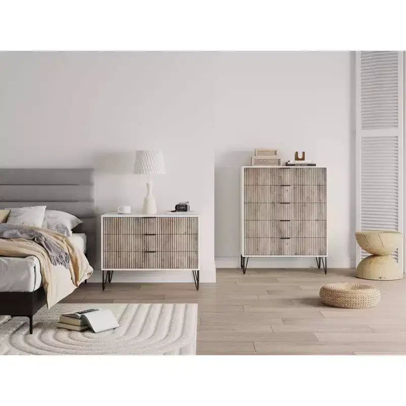 Manhattan Comfort Dumbo 2pc Modern 5 Drawer Dresser and 3 Drawer Dresser Set
