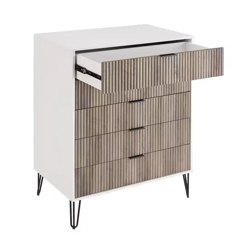 Manhattan Comfort Dumbo 2pc Modern 5 Drawer Dresser and 3 Drawer Dresser Set