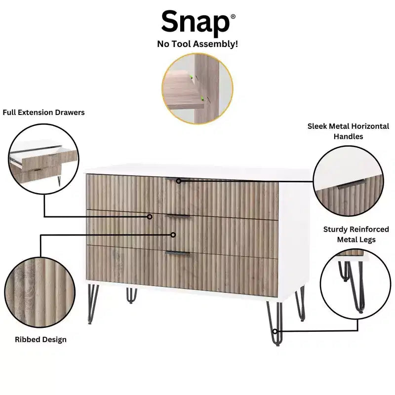 Manhattan Comfort Dumbo 2pc Modern 5 Drawer Dresser and 3 Drawer Dresser Set