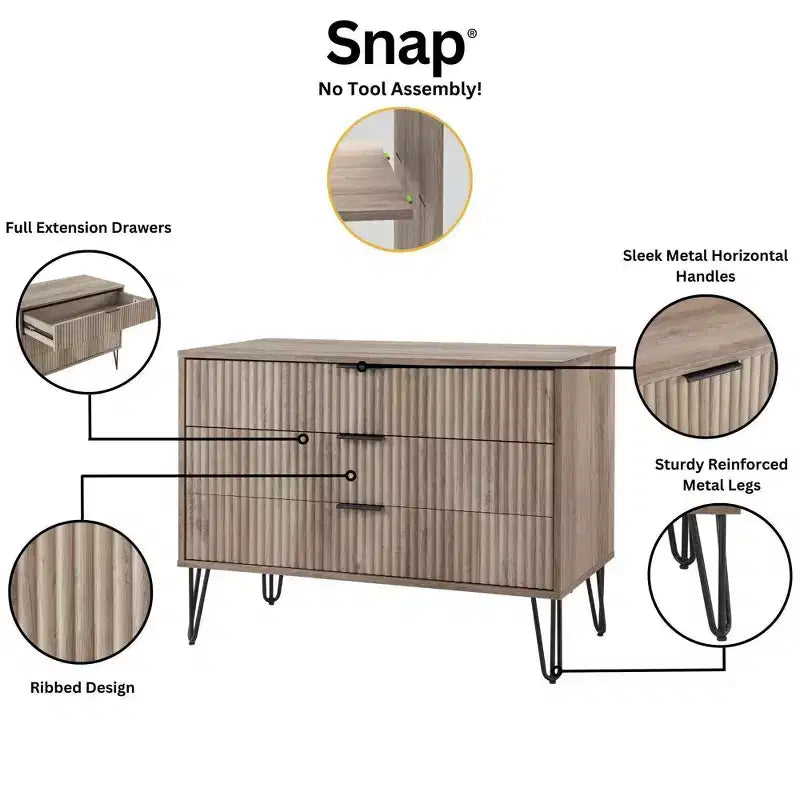 Manhattan Comfort Dumbo 2pc Modern 5 Drawer Dresser and 3 Drawer Dresser Set