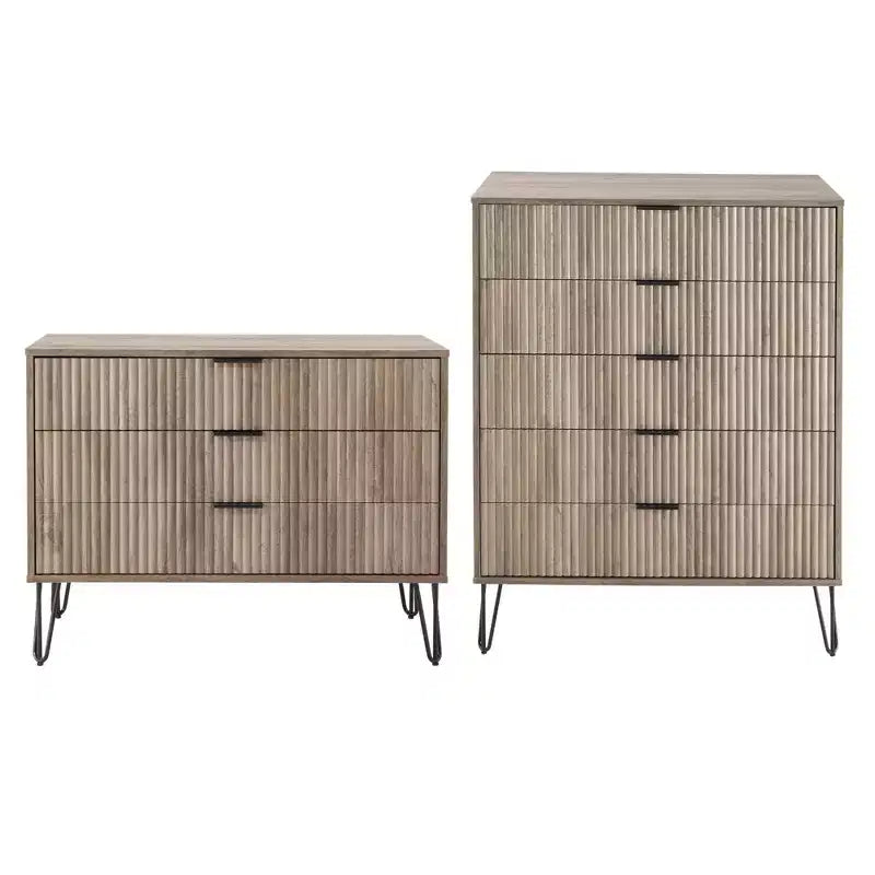 Manhattan Comfort Dumbo 2pc Modern 5 Drawer Dresser and 3 Drawer Dresser Set
