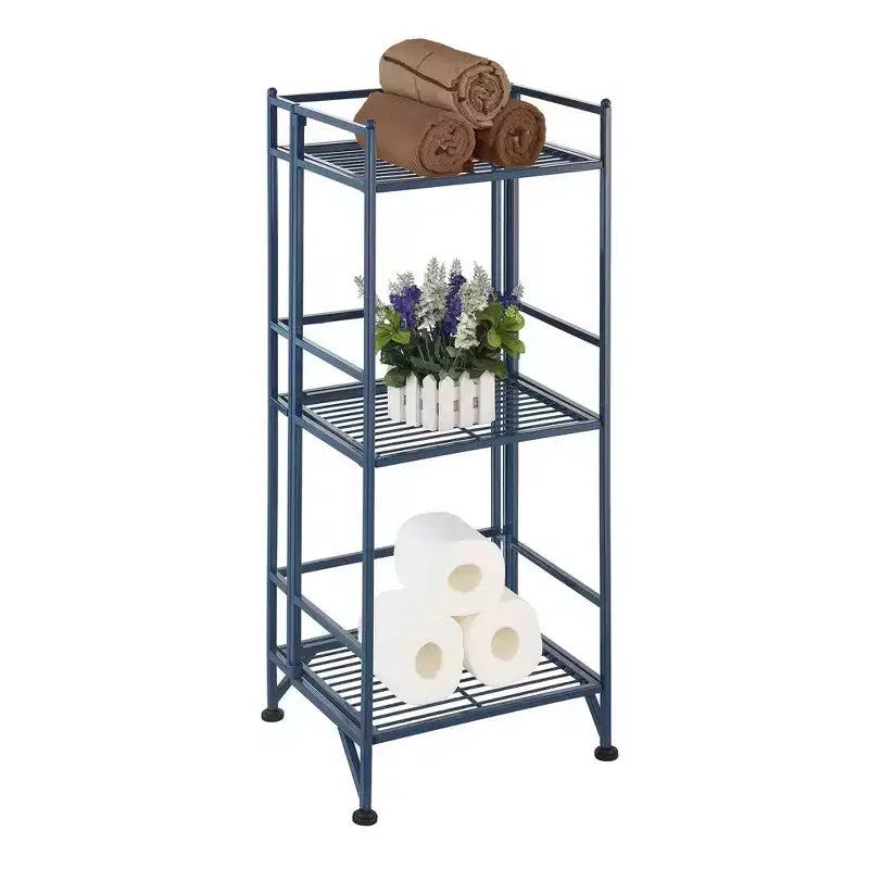 32.5 Extra Storage 3 Tier Foldable Metal Shelf - Breighton Home