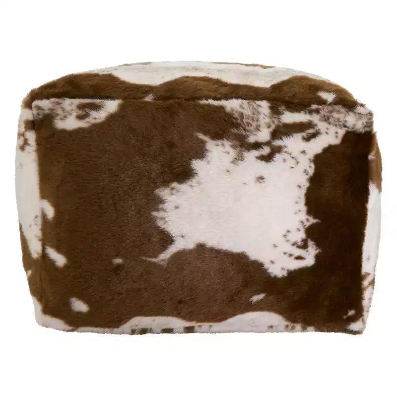 Saro Lifestyle Faux Fur Cow Hide Pouf