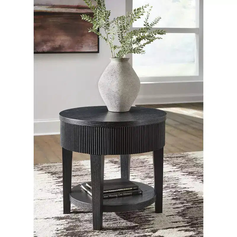 Signature Design by Ashley 1 Drawer Marstream End Table, Black