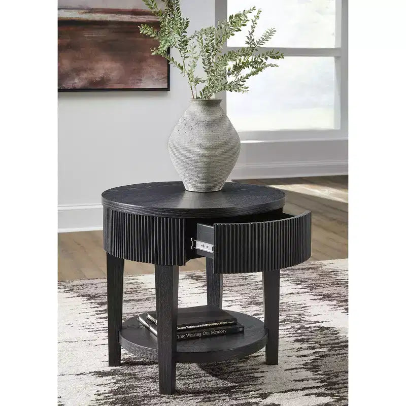 Signature Design by Ashley 1 Drawer Marstream End Table, Black