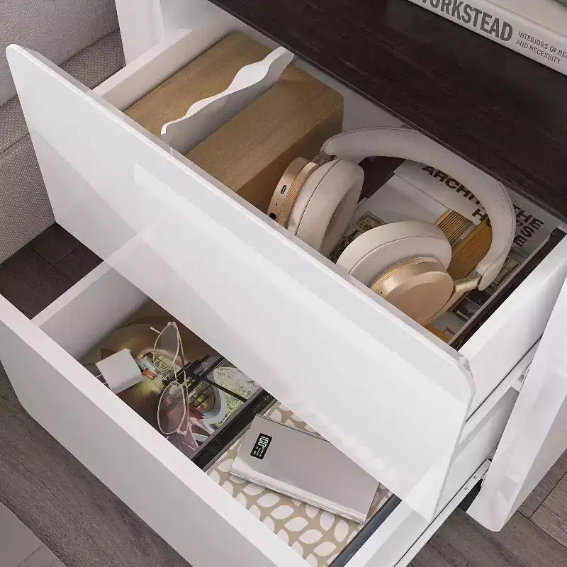 Famapy Modern Nightstand With LED Light 2-Drawers Bedside Table