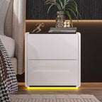 Famapy Modern Nightstand With LED Light 2-Drawers Bedside Table