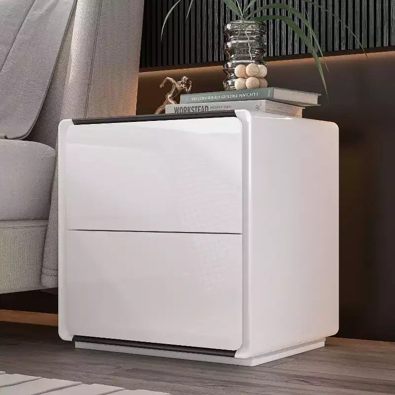Famapy Modern Nightstand With LED Light 2-Drawers Bedside Table