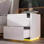 Famapy Modern Nightstand With LED Light 2-Drawers Bedside Table