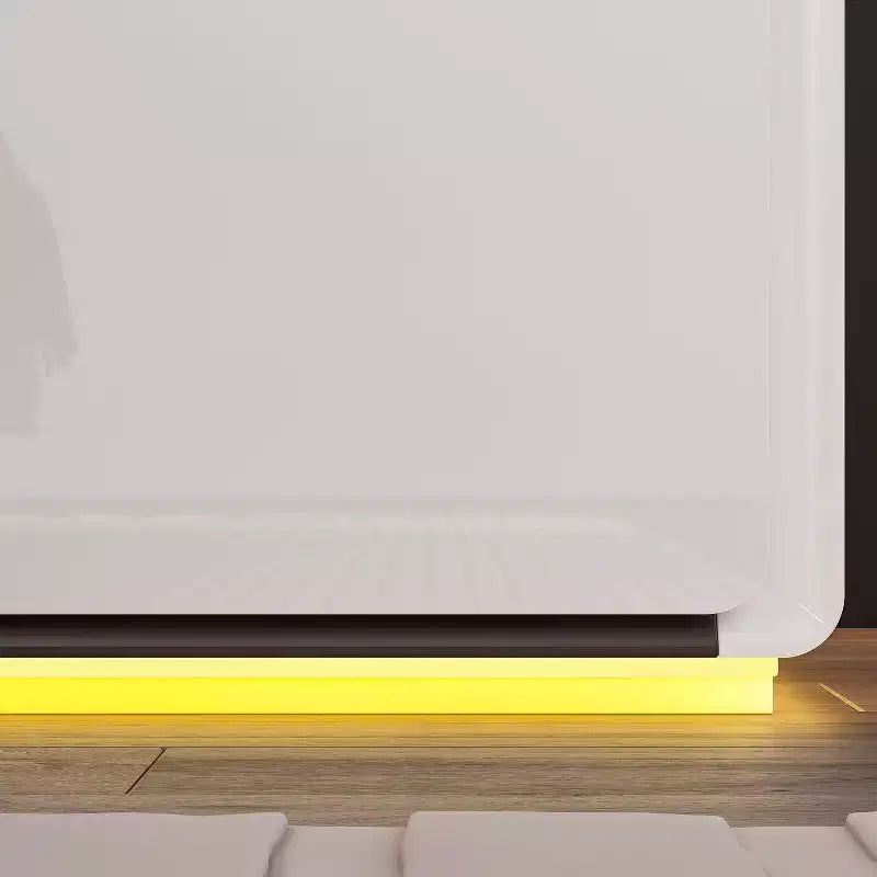 Famapy Modern Nightstand With LED Light 2-Drawers Bedside Table