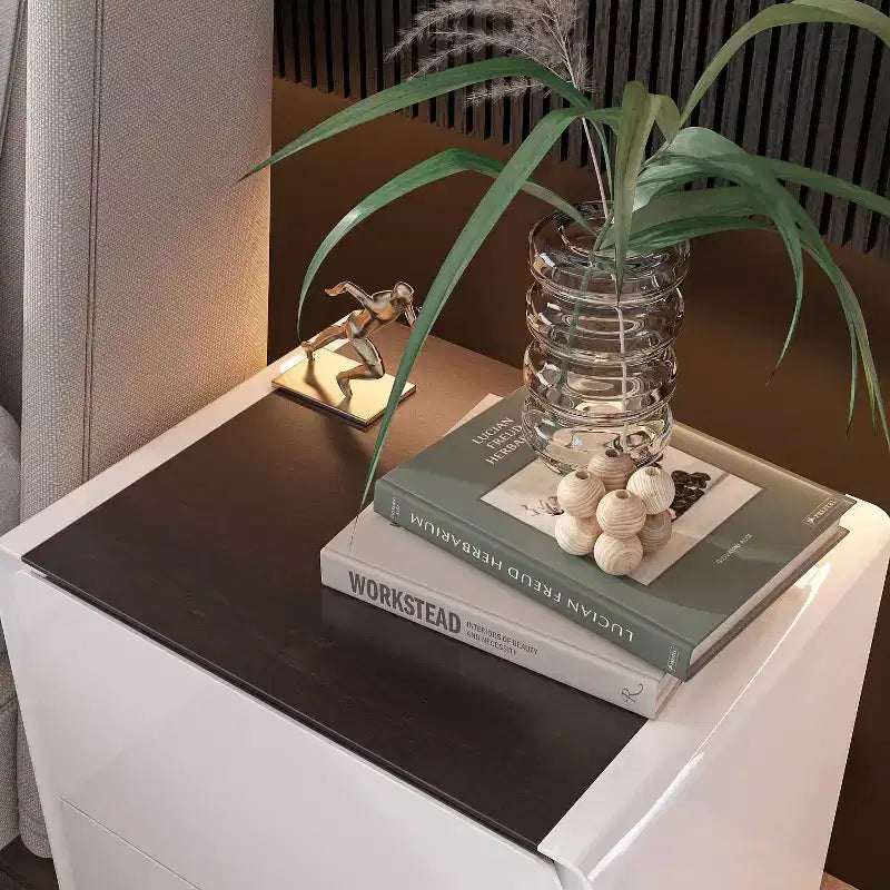 Famapy Modern Nightstand With LED Light 2-Drawers Bedside Table