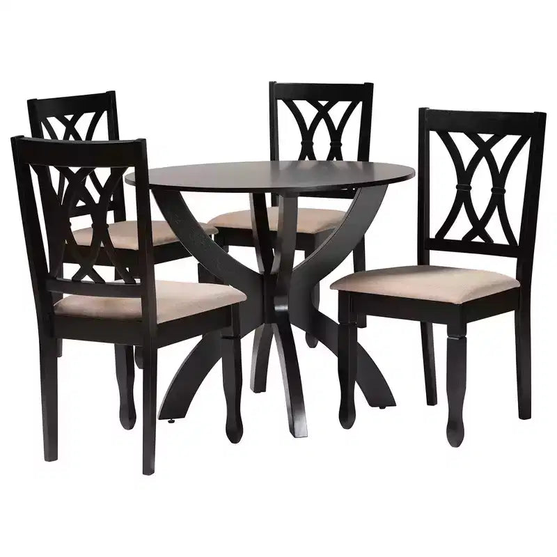 Baxton Studio April Modern Wood 5-Piece Dining Set