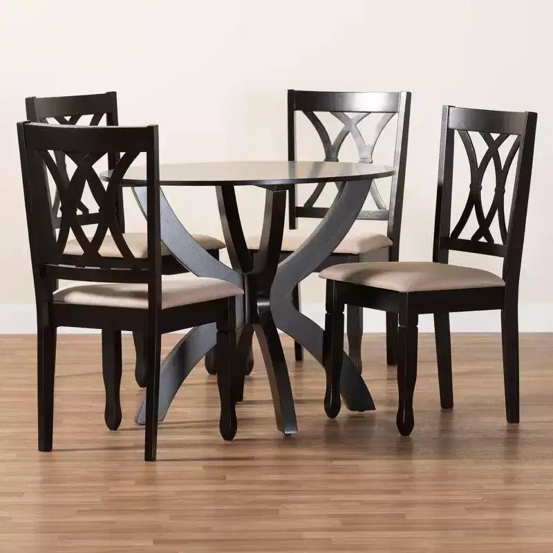 Baxton Studio April Modern Wood 5-Piece Dining Set