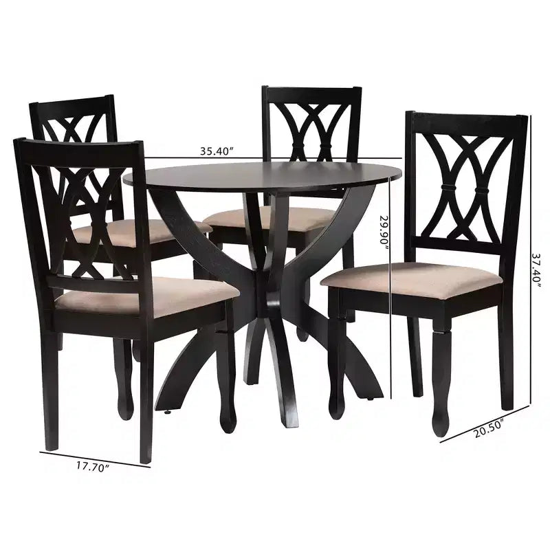 Baxton Studio April Modern Wood 5-Piece Dining Set