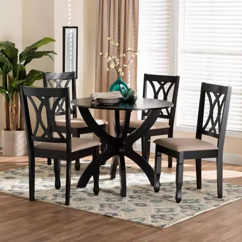 Baxton Studio April Modern Wood 5-Piece Dining Set