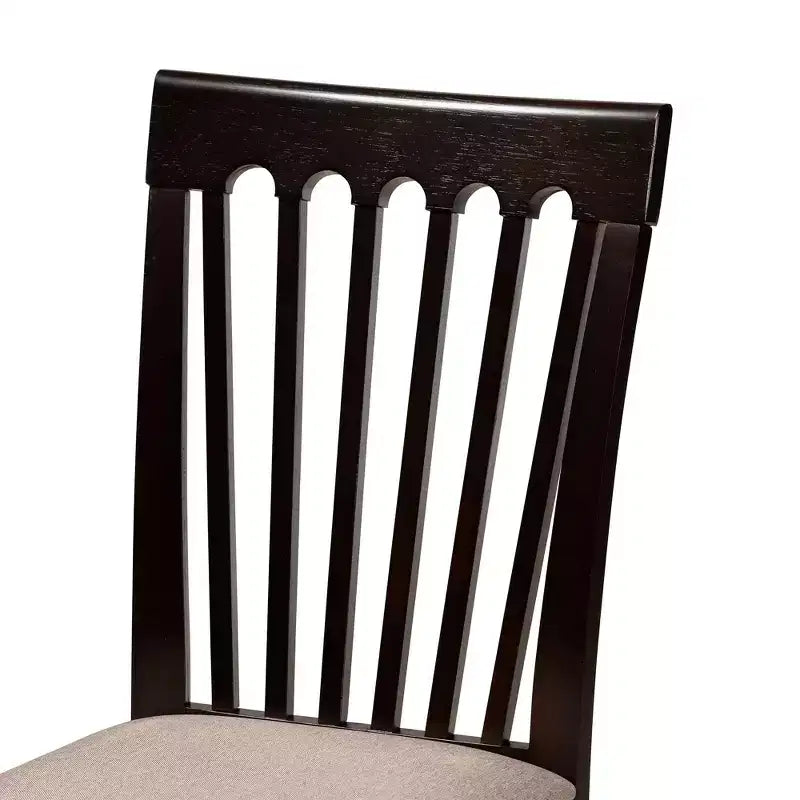 Set da pranzo Baxton Studio Lore, 5 pezzi, in tessuto color sabbia moderno e legno con finitura marrone scuro