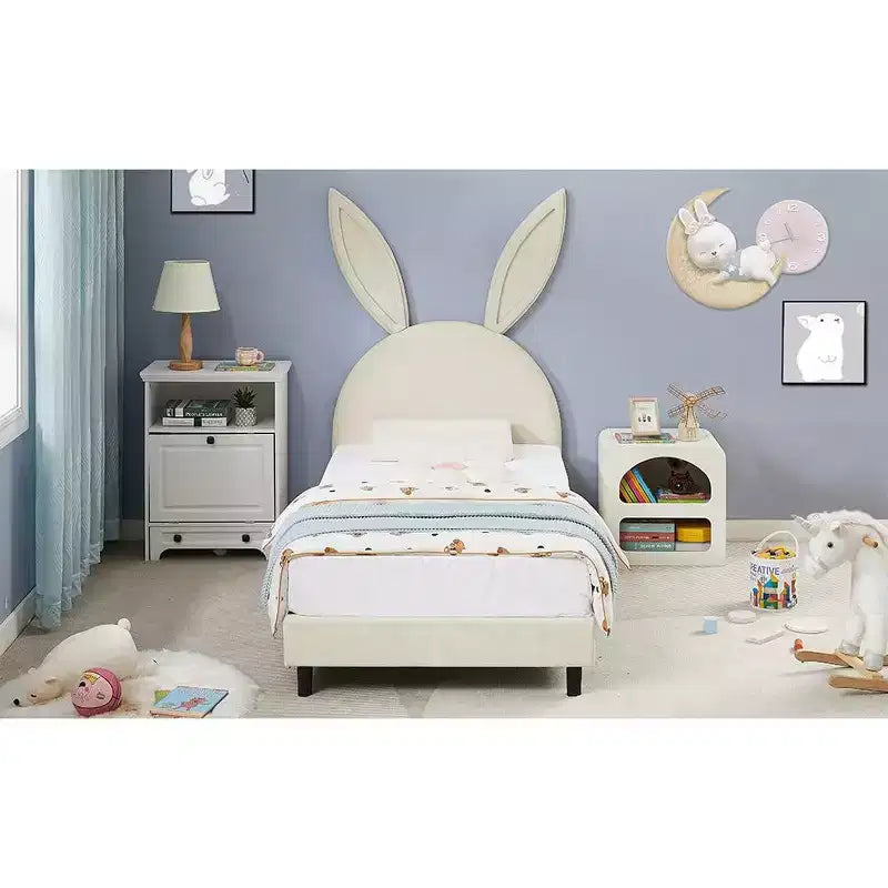 VECELO Struttura Letto a Piattaforma per Bambini Misura Singola con Testiera Imbottita