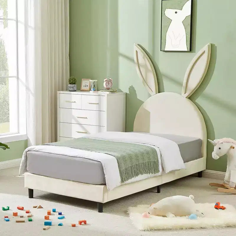 VECELO Struttura Letto a Piattaforma per Bambini Misura Singola con Testiera Imbottita