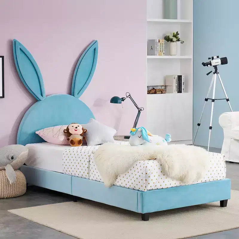 VECELO Struttura Letto a Piattaforma per Bambini Misura Singola con Testiera Imbottita