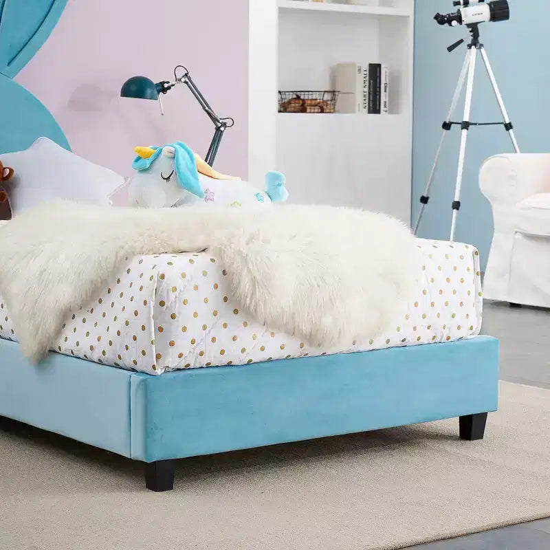 VECELO Struttura Letto a Piattaforma per Bambini Misura Singola con Testiera Imbottita
