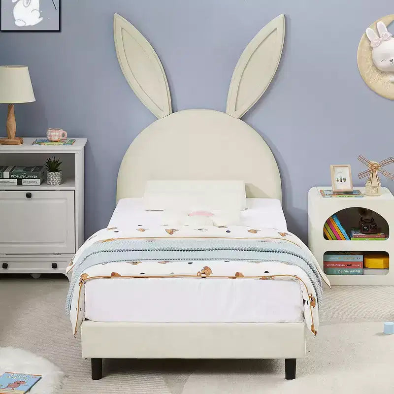 VECELO Struttura Letto a Piattaforma per Bambini Misura Singola con Testiera Imbottita
