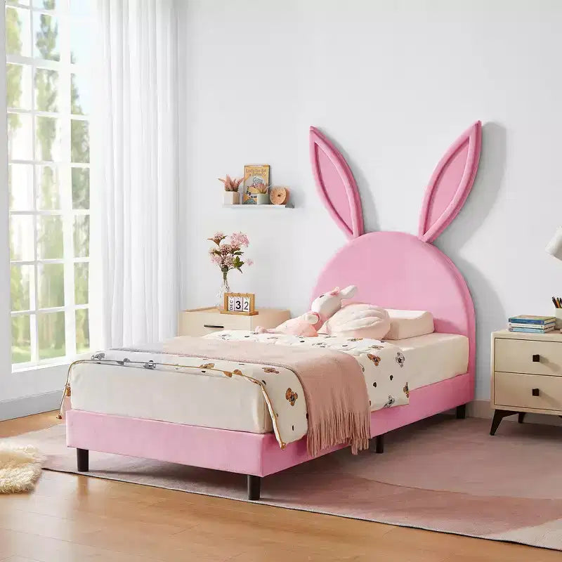 VECELO Struttura Letto a Piattaforma per Bambini Misura Singola con Testiera Imbottita