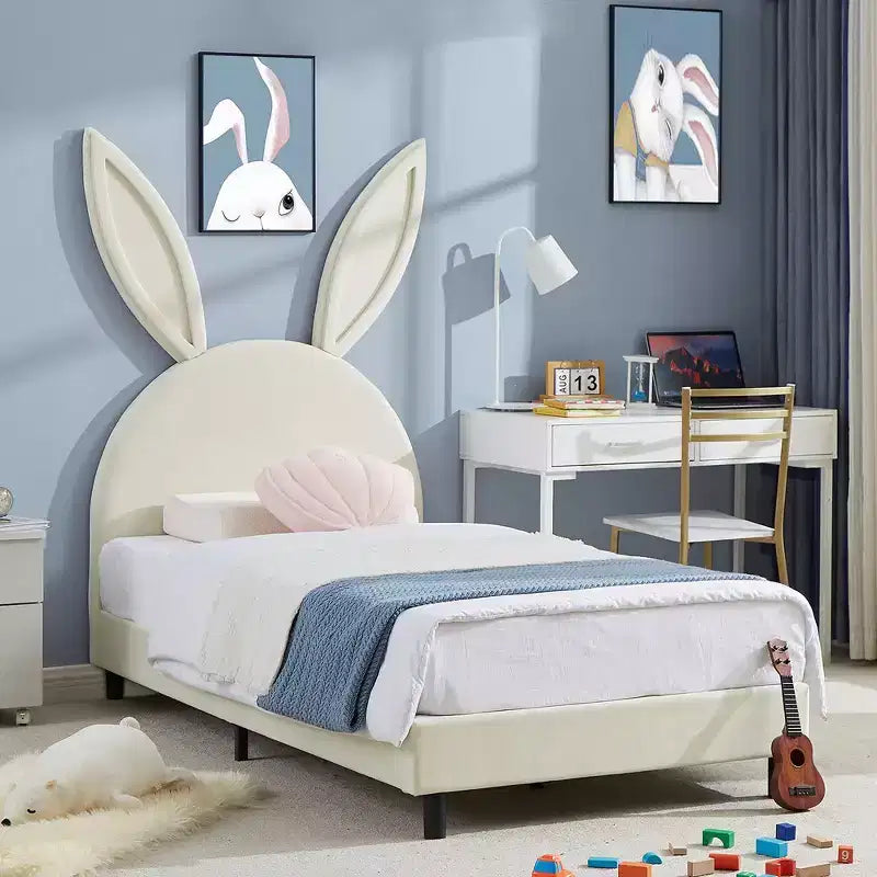 VECELO Struttura Letto a Piattaforma per Bambini Misura Singola con Testiera Imbottita