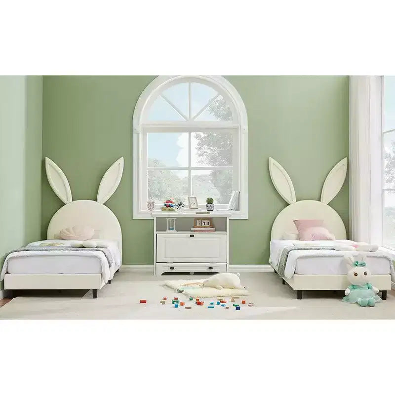 VECELO Struttura Letto a Piattaforma per Bambini Misura Singola con Testiera Imbottita