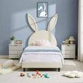 VECELO Kids Twin Size Platform Bed Frame with Upholstered Headboard