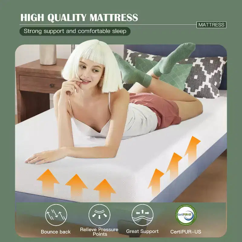 FDW Base Foam Mattress 8 Inch Mattress, CertiPUR-US Certified,Breathable Bed Mattress for Cooler Sleep Supportive,Removable Soft Cover,White