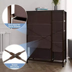 Crestlive Products 9 Drawers Dresser for Bedroom Vertical Dresser Storage Tower with Sturdy Steel Frame Wood Top Easy Pull Fabric Bins Wood Handles