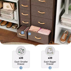 Crestlive Products 9 Drawers Dresser for Bedroom Vertical Dresser Storage Tower with Sturdy Steel Frame Wood Top Easy Pull Fabric Bins Wood Handles
