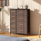Crestlive Products 9 Drawers Dresser for Bedroom Vertical Dresser Storage Tower with Sturdy Steel Frame Wood Top Easy Pull Fabric Bins Wood Handles