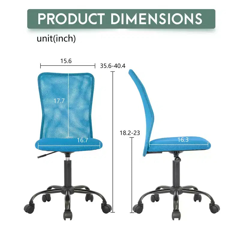 FDW Home Office Chair Mid Back Mesh Desk Chair Armless Computer Chair Rolling Swivel Chair with Lumbar Support